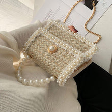 Load image into Gallery viewer, Tweed Pearl Handbag Purse
