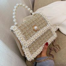 Load image into Gallery viewer, Tweed Pearl Handbag Purse
