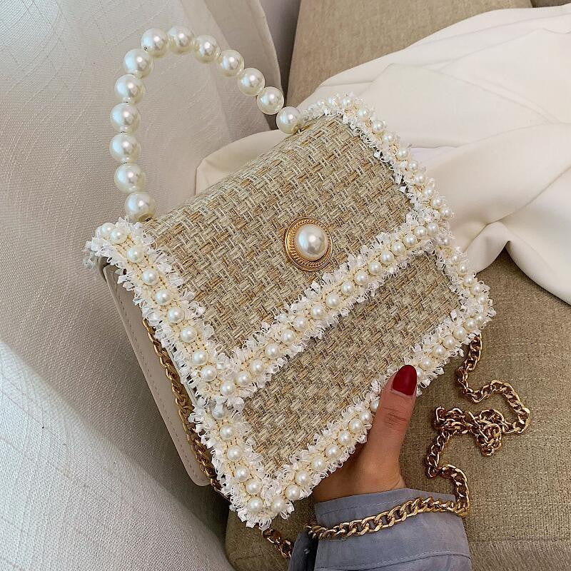 Tweed Pearl Handbag Purse