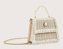 Load image into Gallery viewer, Tweed Pearl Handbag Purse
