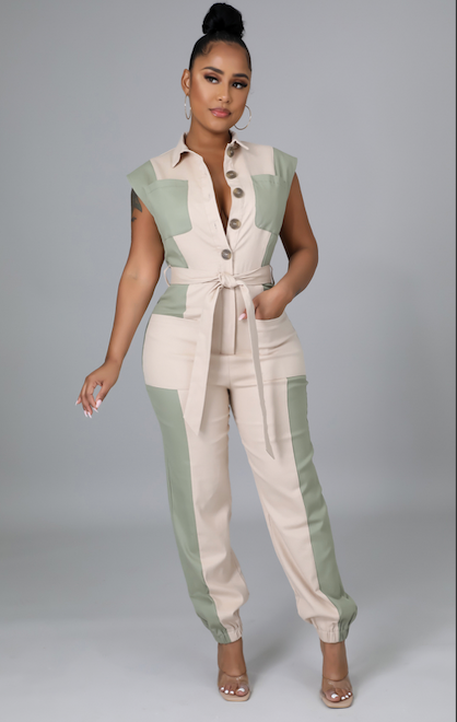 Utilize Me Jumpsuit - Sage